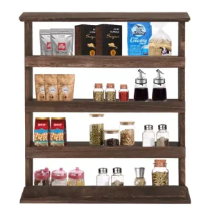 4-Laags Houten Kruidenrek – Wandrek & Tafel Organizer voor Keuken