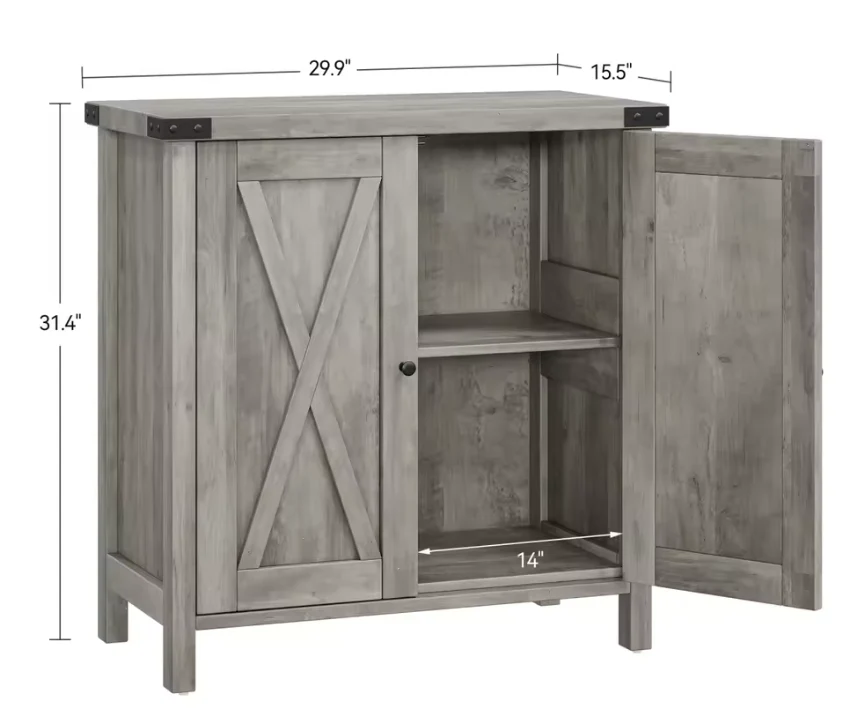 2-Deurs Farmhouse Buffetkast – Opbergkast met Verstelbare Planken, 40×76×80 cm - Afbeelding 5