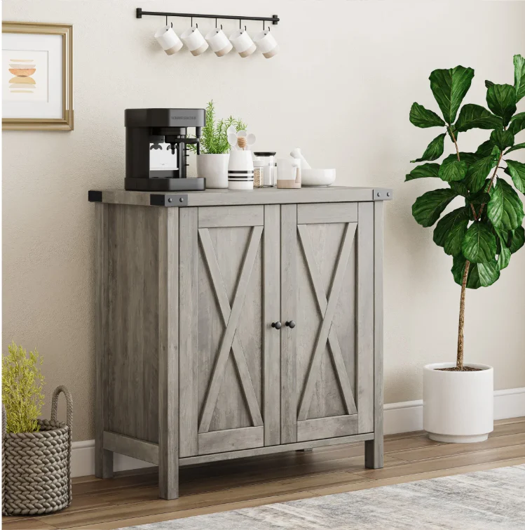 2-Deurs Farmhouse Buffetkast – Opbergkast met Verstelbare Planken, 40×76×80 cm - Afbeelding 3