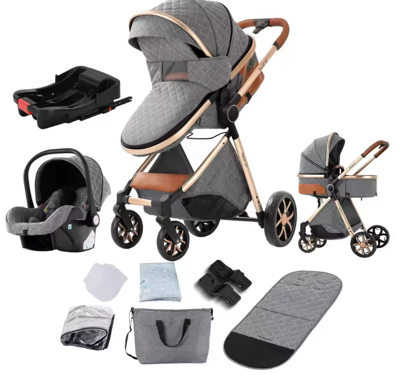 3-in-1 Reissysteem Kinderwagen met ISOFIX-basis – Inclusief Autostoeltje en Draagmand, Compact en Veilig - Afbeelding 8
