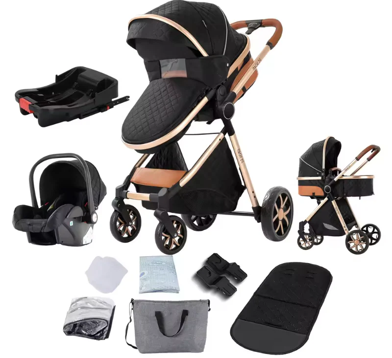 3-in-1 Reissysteem Kinderwagen met ISOFIX-basis – Inclusief Autostoeltje en Draagmand, Compact en Veilig - Afbeelding 6